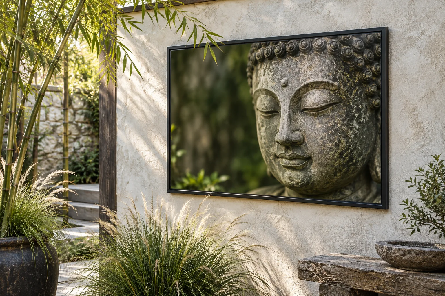 Tuinschilderij met boeddha